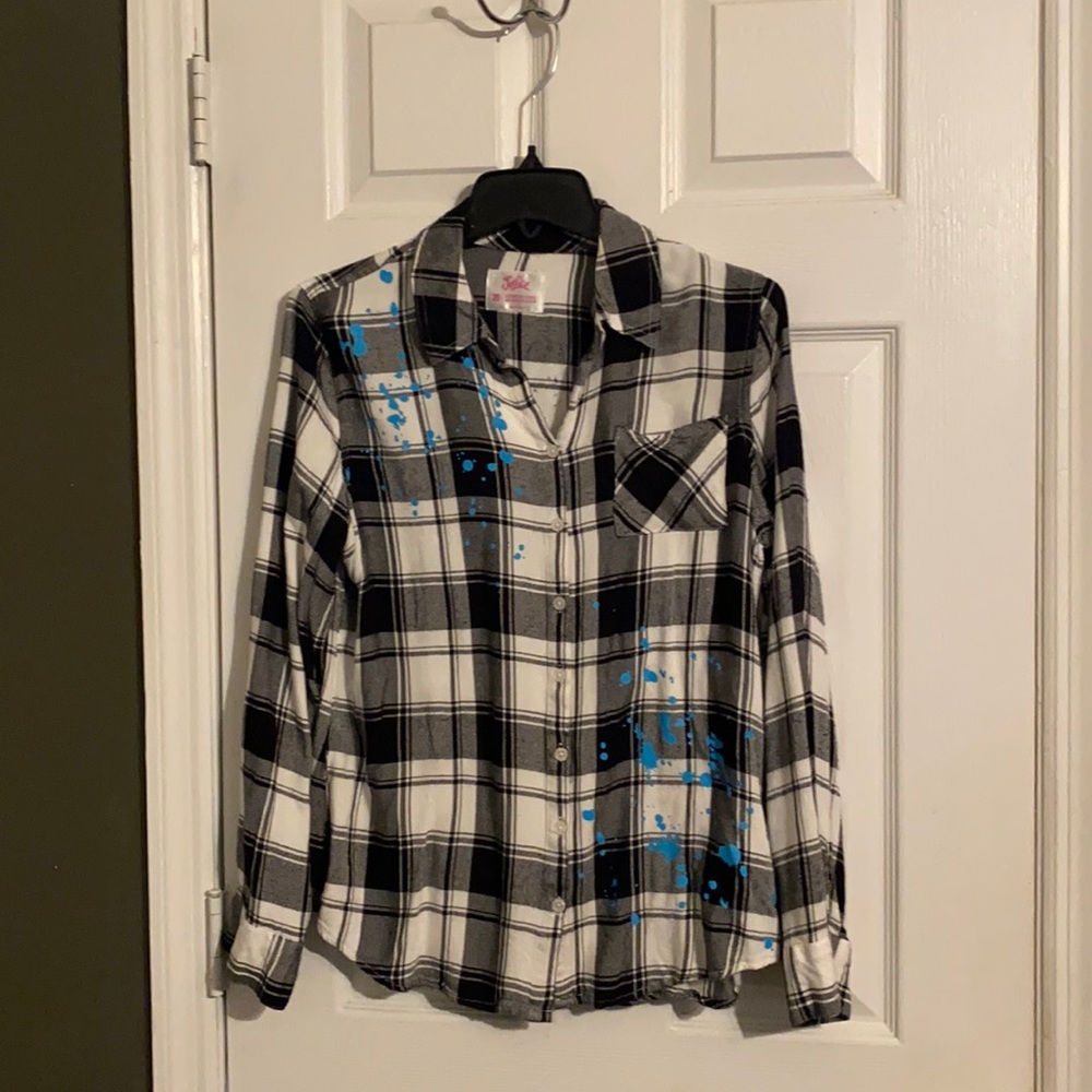 Justice button up with blue splatter